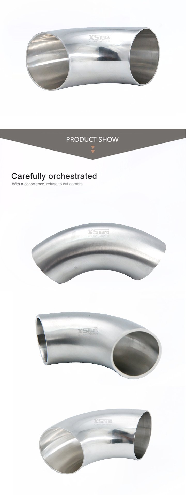 Curva de soldadura sanitaria de acero inoxidable SUS304