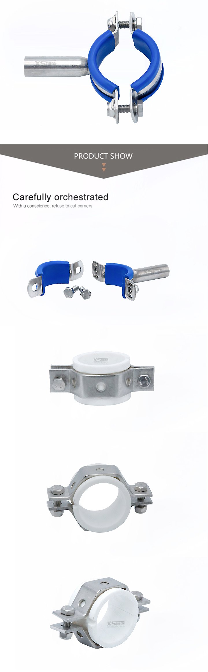 Soporte de tubo redondo SS304 de acero inoxidable con asiento