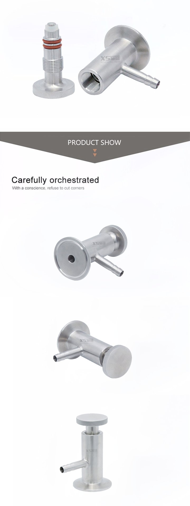 Válvulas de ejemplo sanitario higiénico de acero inoxidable de 50,5 mm de acero inoxidable SS304