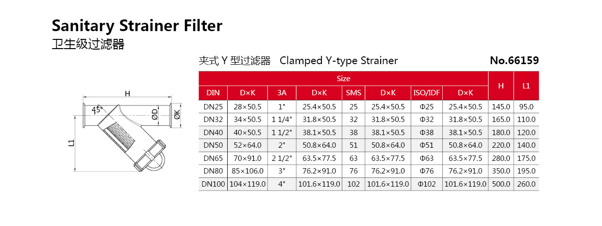 Colador sanitario de acero inoxidable