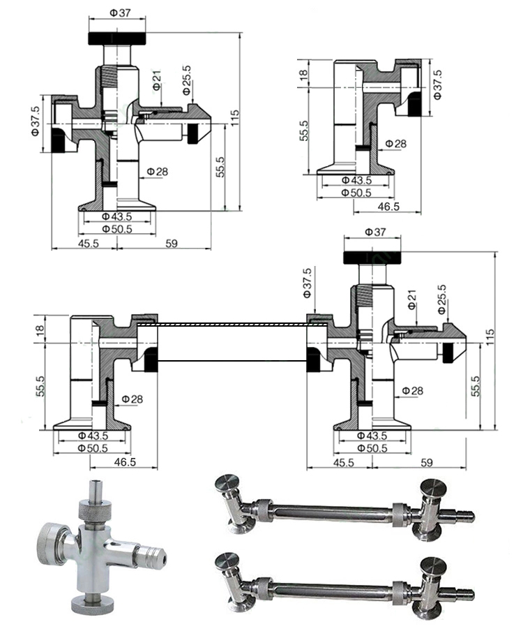 Medidor de nivel de acero inoxidable sanitario 304 316L
