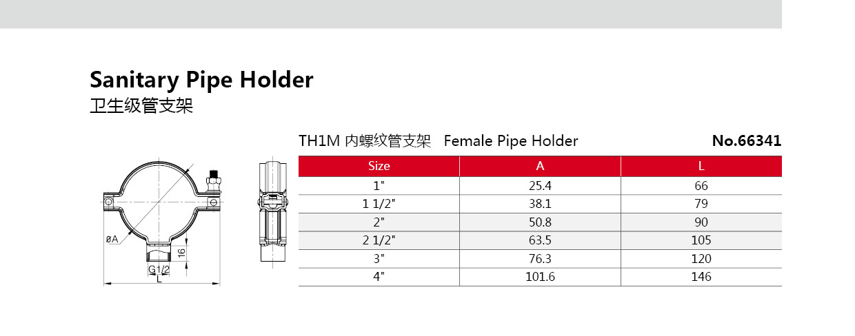 Tenedor de tubo de acero inoxidable sanitario