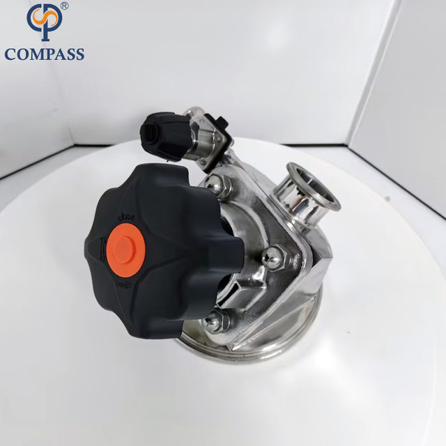 Válvula de control sanitaria de acero inoxidable, válvula de diafragma inferior de tanque con abrazadera Manual SS316L SMS de 1,5 pulgadas con diafragma de EPDM y PTFE