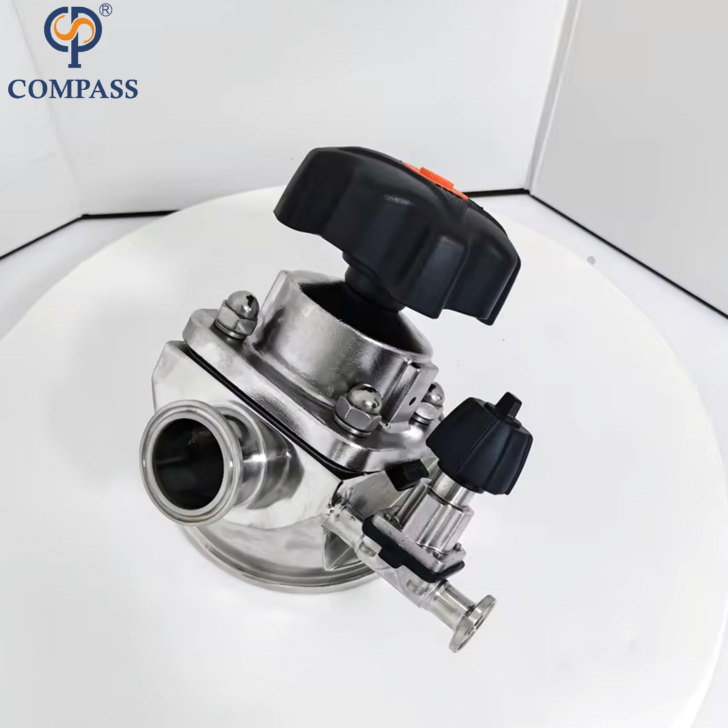 Válvula de control sanitaria de acero inoxidable, válvula de diafragma inferior de tanque con abrazadera Manual SS316L SMS de 1,5 pulgadas con diafragma de EPDM y PTFE