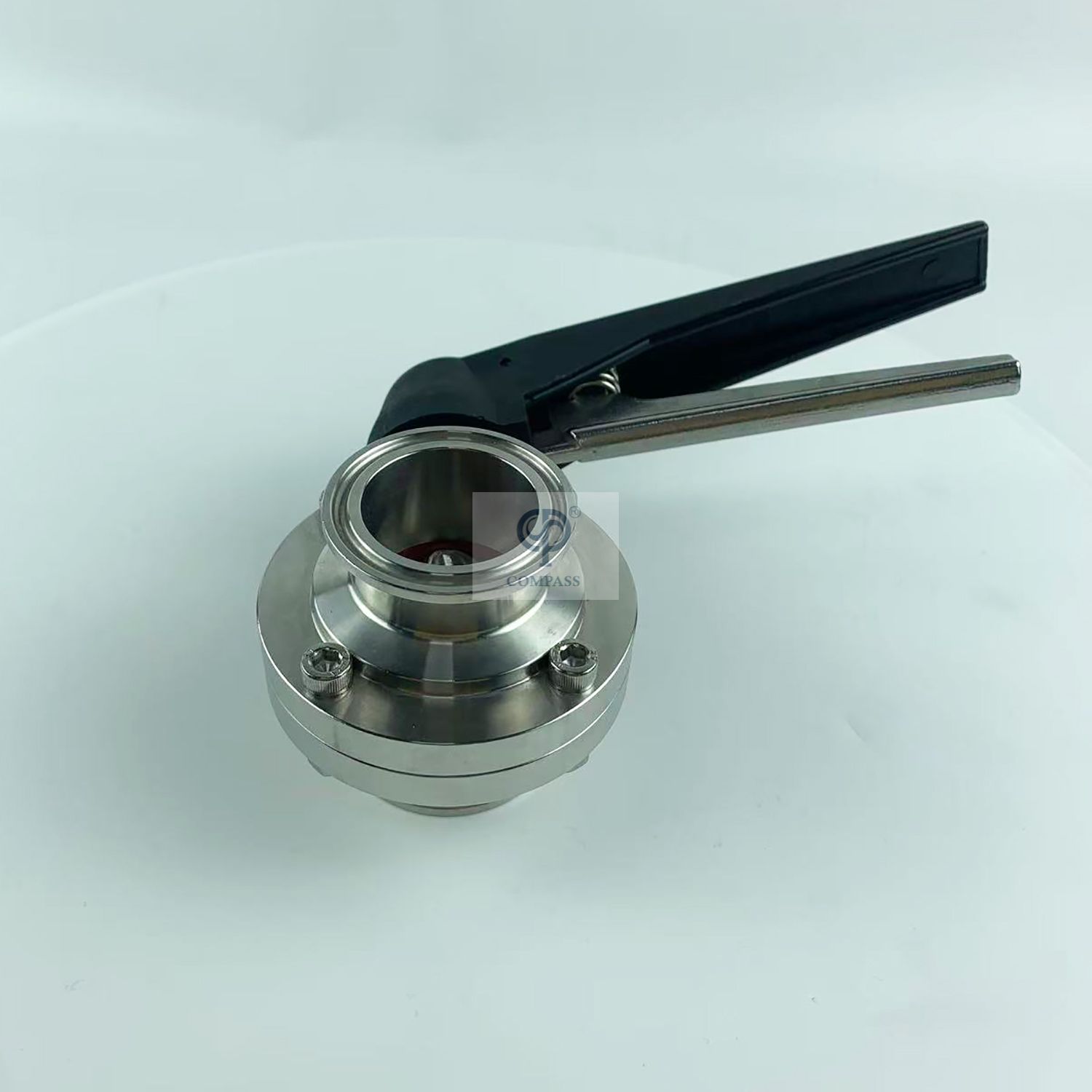 Válvula de mariposa de abrazadera manual SMS TC64MM con mango de pico de pato de plástico