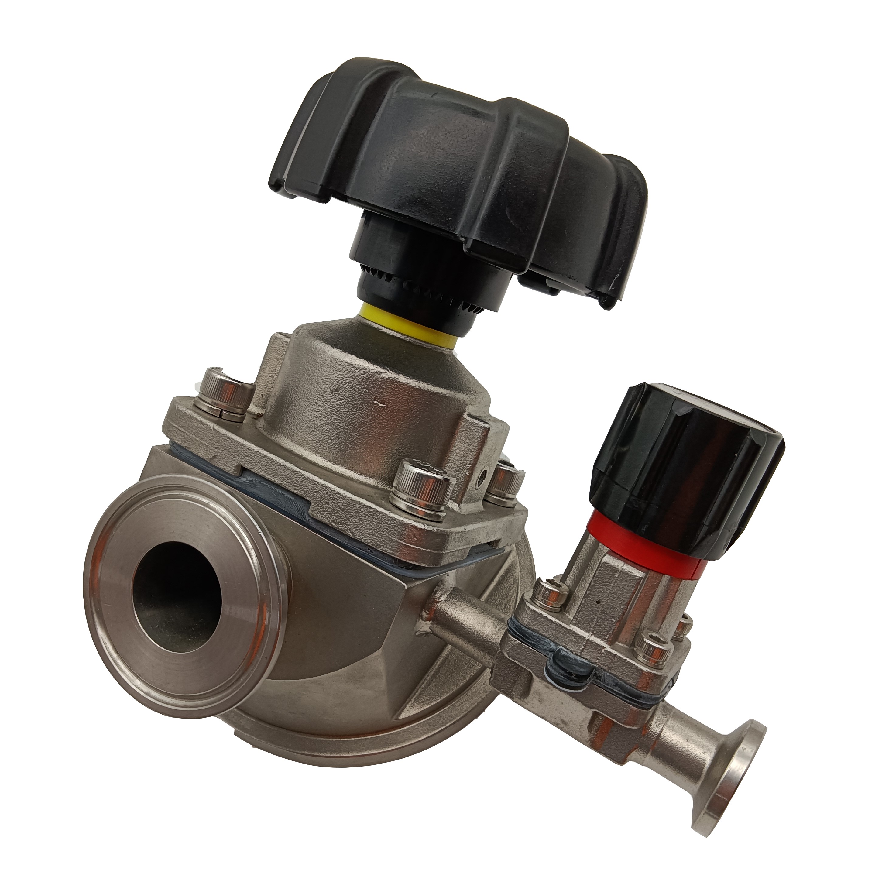 1/2 pulgada 12.7 mm de alta calidad Higiénica acero inoxidable SS316L SMS Cuesta SMS Tank Inft Bottom Diafragm Vavle con puerto de muestreo