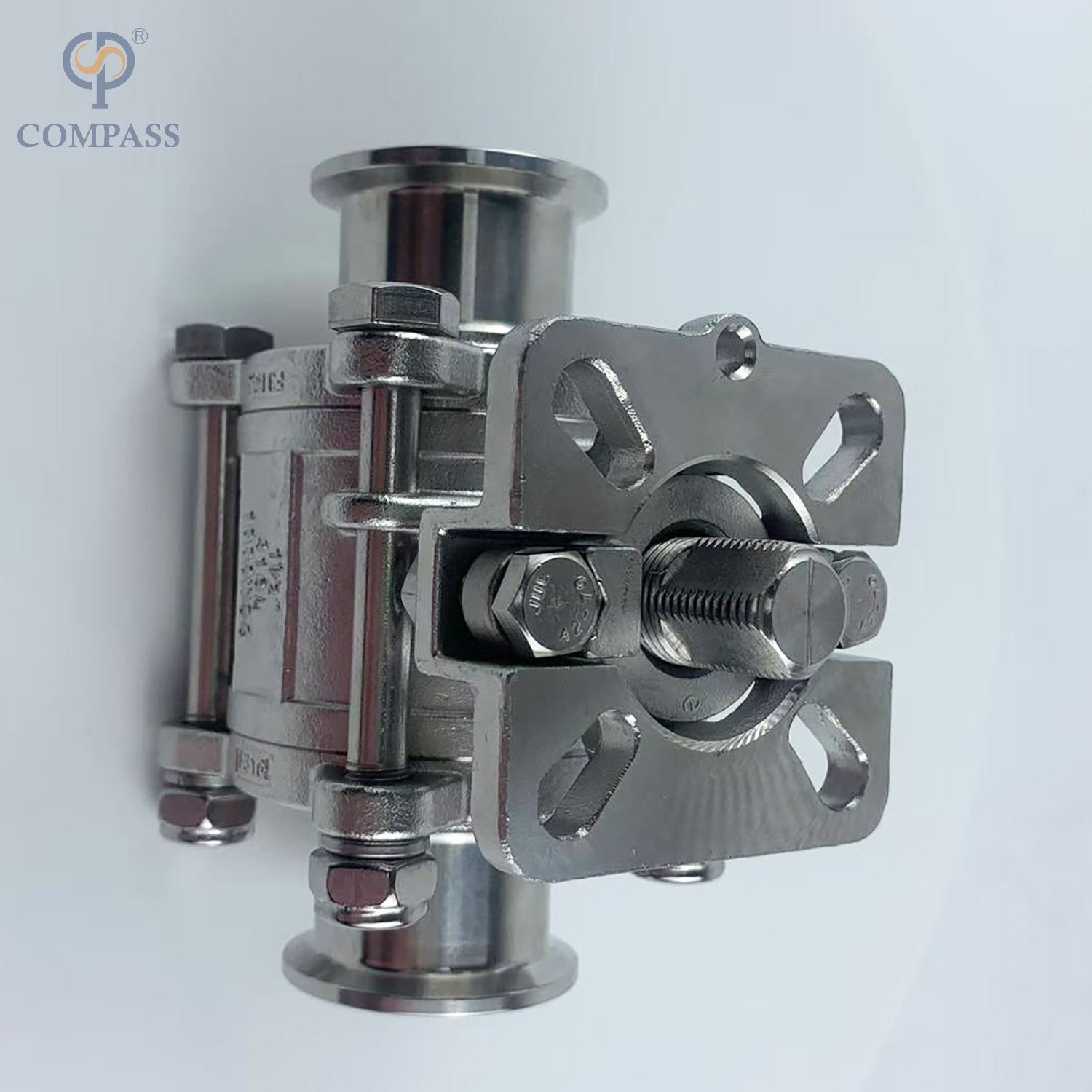 Manual de acero inoxidable de 1.5 pulgadas Válvula de bola de tres piezas de plataforma alta sin mango