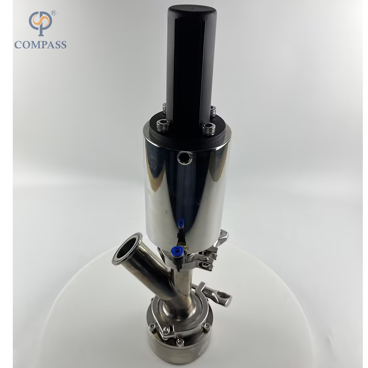 VÁLVULAS NEUMÁTICAS DE FONDO DE TANQUE INFERIOR TIPO CODO ABRAZADERA ESTÉRIL DE ACERO INOXIDABLE SS304