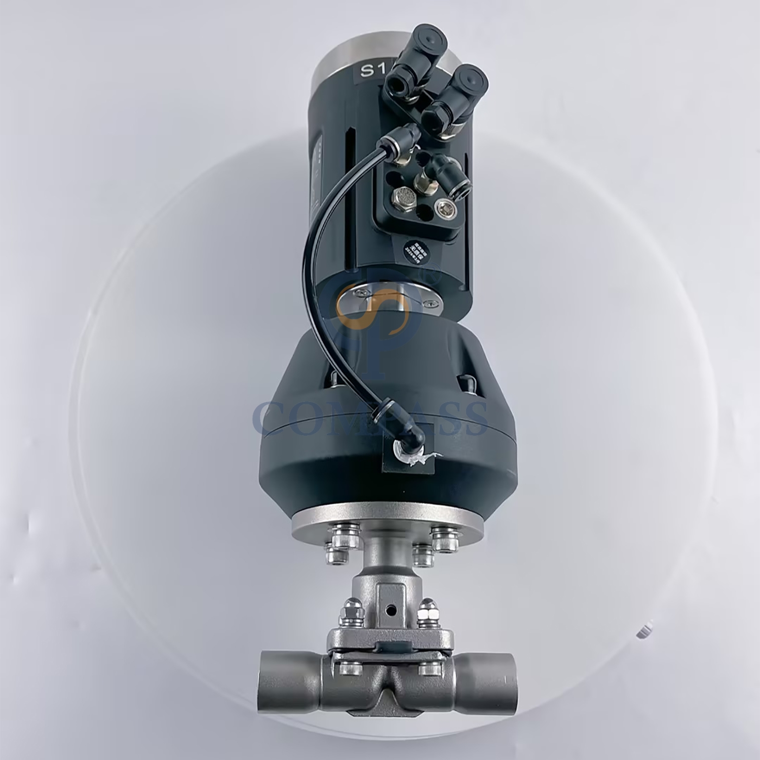 Válvula de diafragma recta neumática de plástico SS316L sanitaria con rosca NPT de 1/2 pulgadas con cabezal de Control, diafragma dividido de PTFE y EPDM