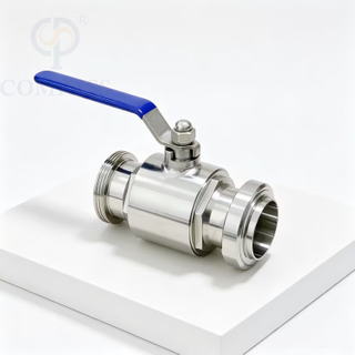 Nueva llegada Válvula de bola de rosca macho de unión recta manual DIN de presión media de acero inoxidable sanitario SS316L DN65 de grado alimenticio con PTFE