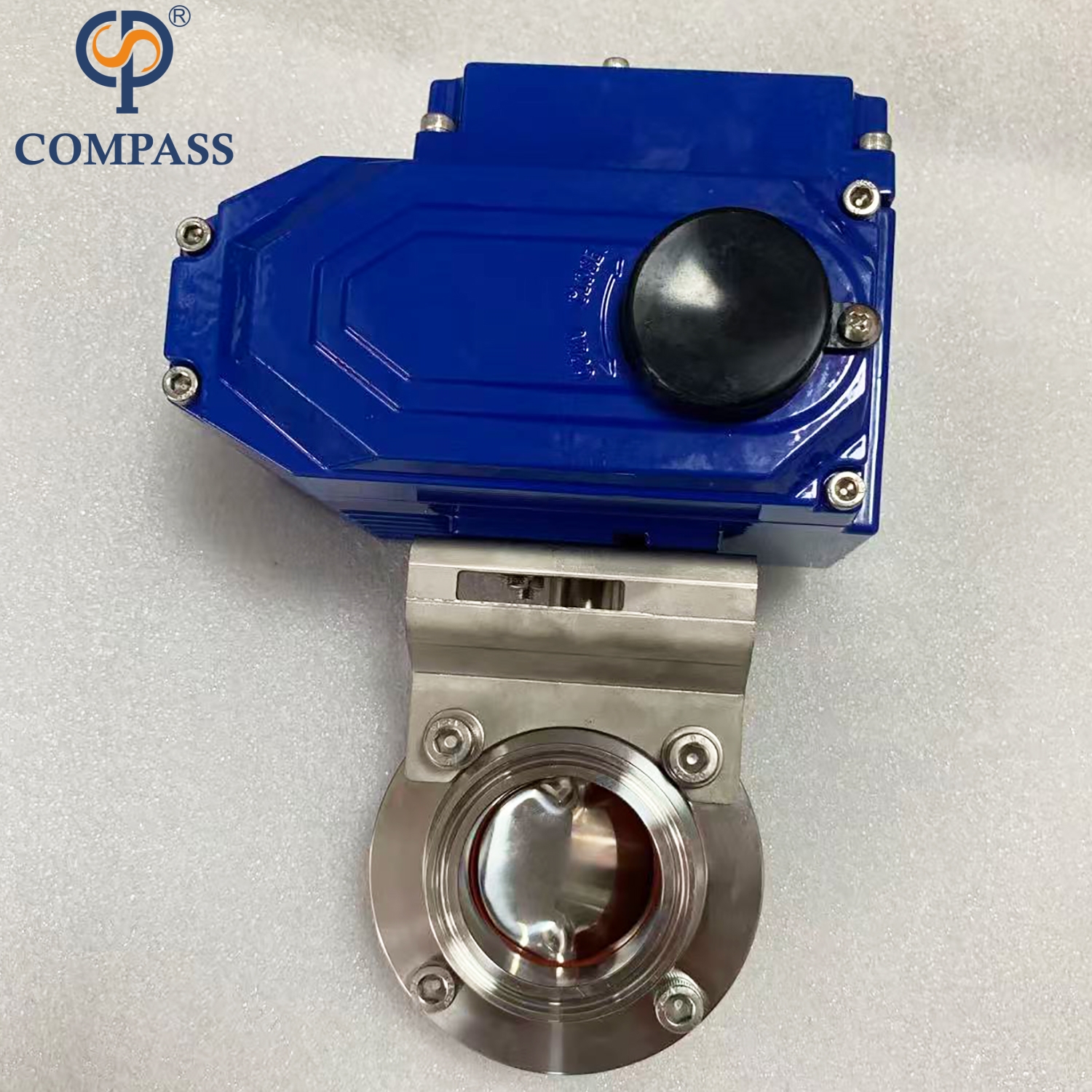 Válvulas de mariposa de sujeción triple SS304 con cabezal eléctrico de 3 pulgadas TC91MM