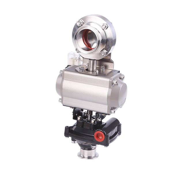 2 pulgadas de 51 mm higiénico acero inoxidable de acero inoxidable Grado SS304 Válvula de mariposa neumática SMS con actuador neumático +válvula solenoide +interruptor límite