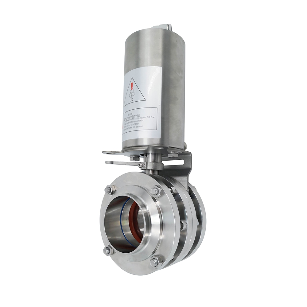 1/2 pulgada de 12,7 mm higiénico acero inoxidable de acero inoxidable Grado SS304 SMS Válvula de mariposa neumática de 3 piezas 