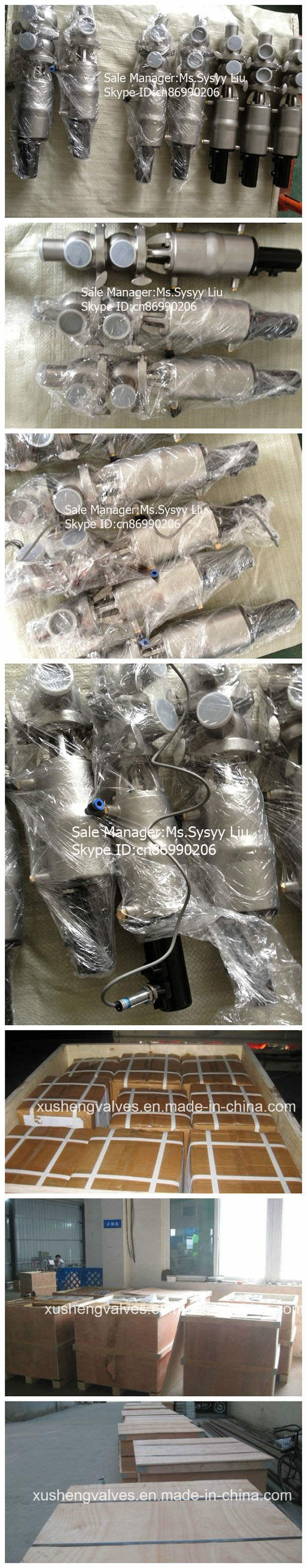 Parada neum&aacute;tica sanitaria y v&aacute;lvula de inversi&oacute;n con sensor de posici&oacute;n