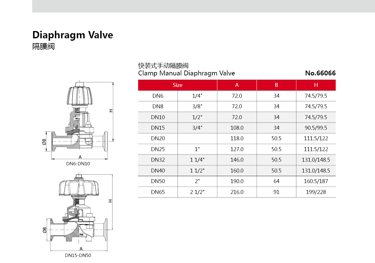 V&aacute;lvula de diafragma de acero inoxidable sanitario