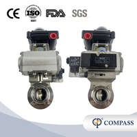 VÁLVULA DE MARIPOSA DE SOLDADURA NEUMÁTICA DIN DE GRADO ALIMENTARIO SS304