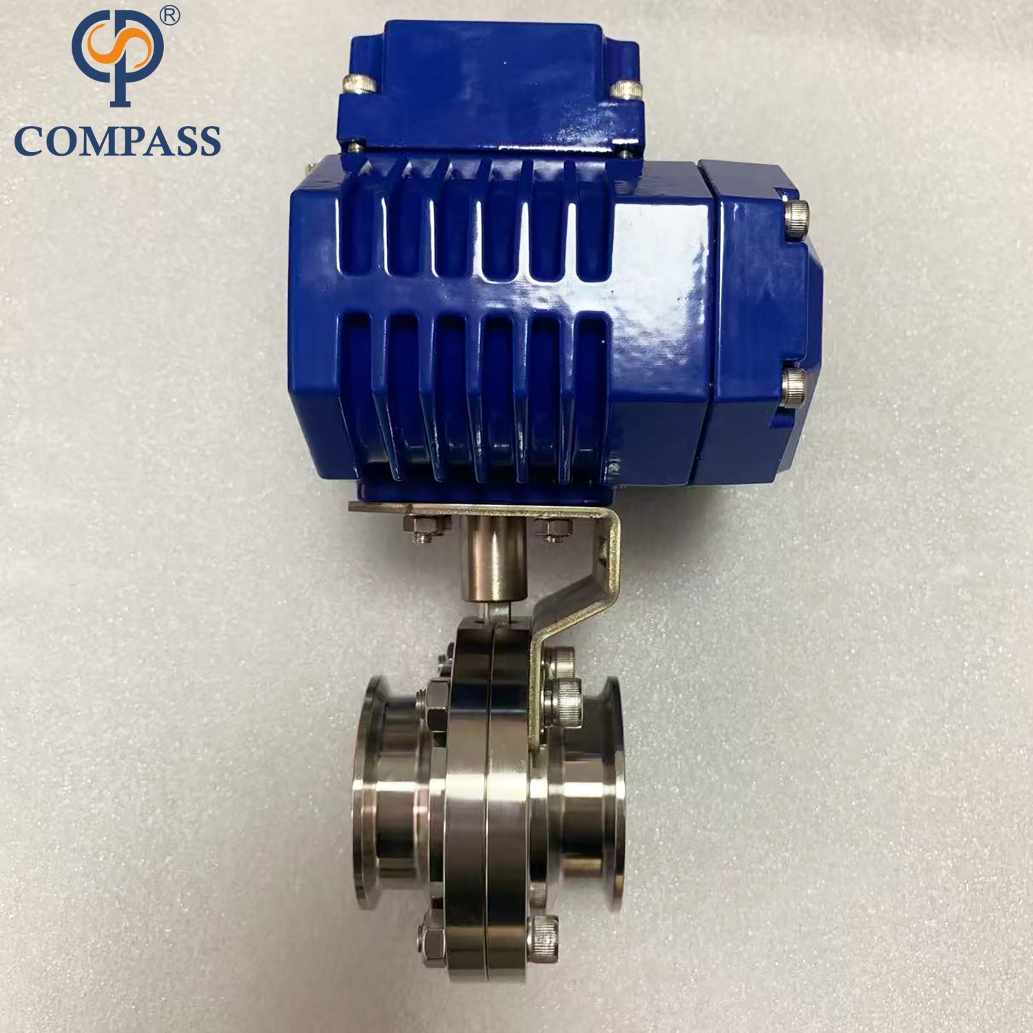 Válvulas de mariposa de sujeción triple SS304 con cabezal eléctrico de 3 pulgadas TC91MM