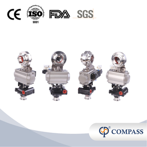2 pulgadas de 51 mm higiénico acero inoxidable de acero inoxidable Grado SS304 Válvula de mariposa neumática SMS con actuador neumático +válvula solenoide +interruptor límite