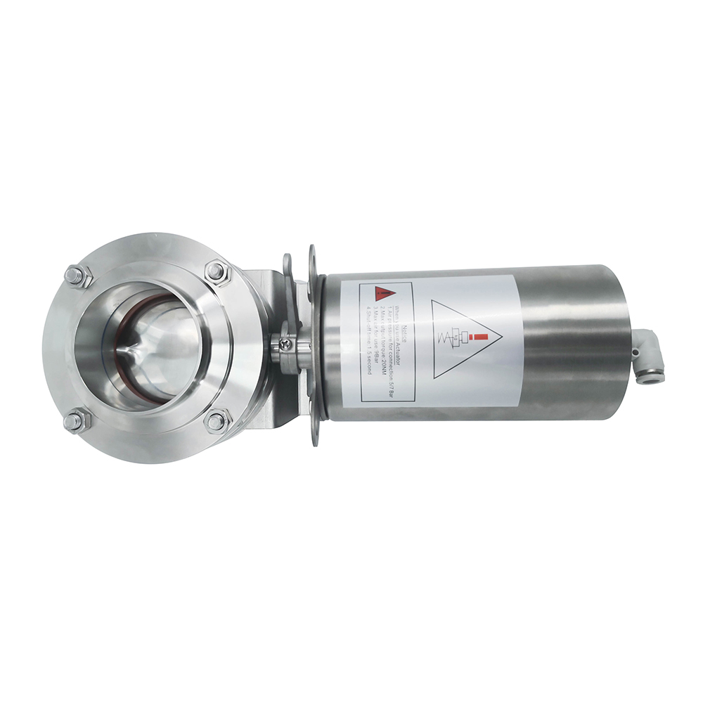 1/2 pulgada de 12,7 mm higiénico acero inoxidable de acero inoxidable Grado SS304 SMS Válvula de mariposa neumática de 3 piezas 