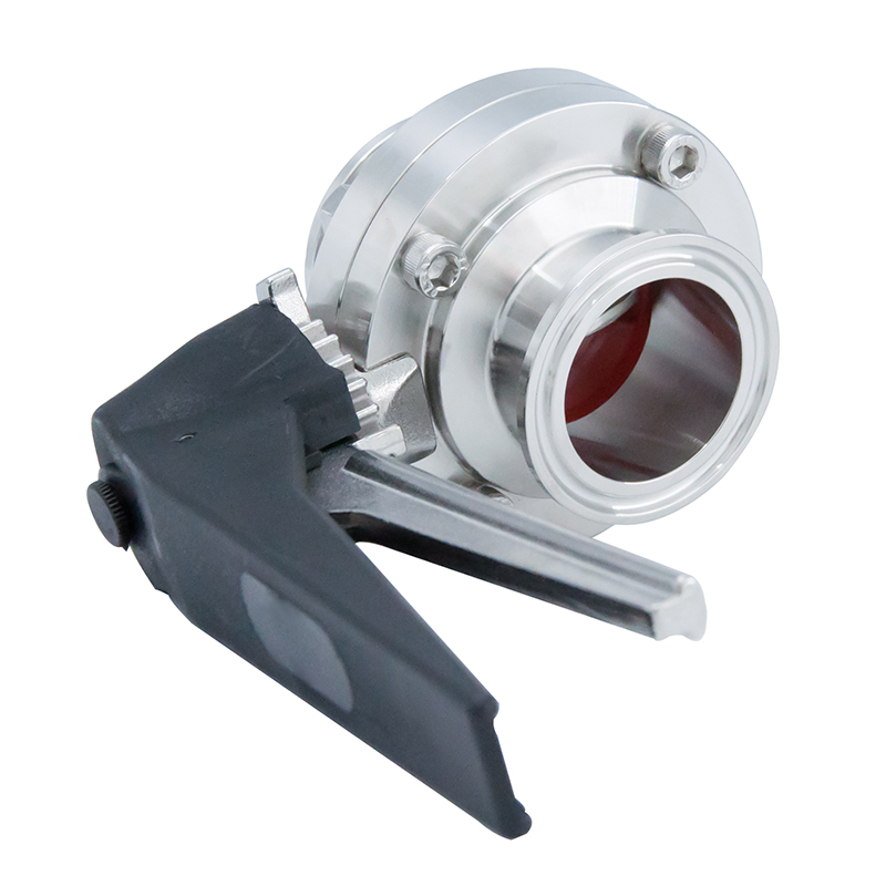 DN50 52 mm Hygienic Hygienic Acero inoxidable Alimento SS316L DIN Manual Clamp Butterfly Válvula con manija de gripe negro