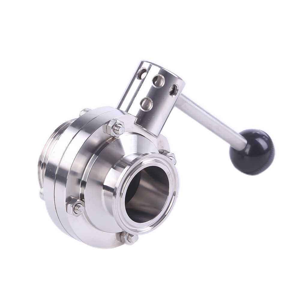 1 1/2 pulgada 38 mm Hygienic Hygienic Acero inoxidable Alimento SS316L SMS Manual Válvula de mariposa Tri Clamp con manija redonda
