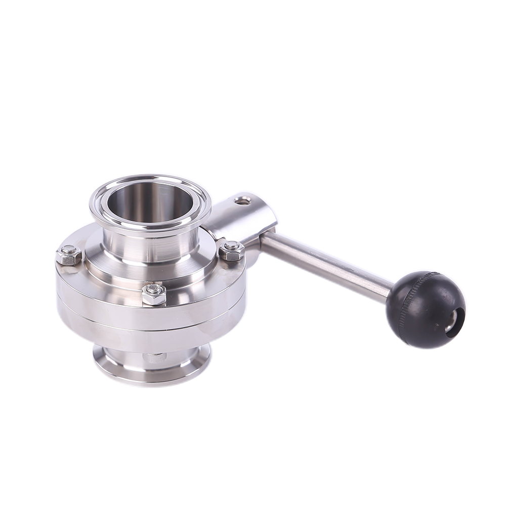 1 1/2 pulgada 38 mm Hygienic Hygienic Acero inoxidable Alimento SS316L SMS Manual Válvula de mariposa Tri Clamp con manija redonda
