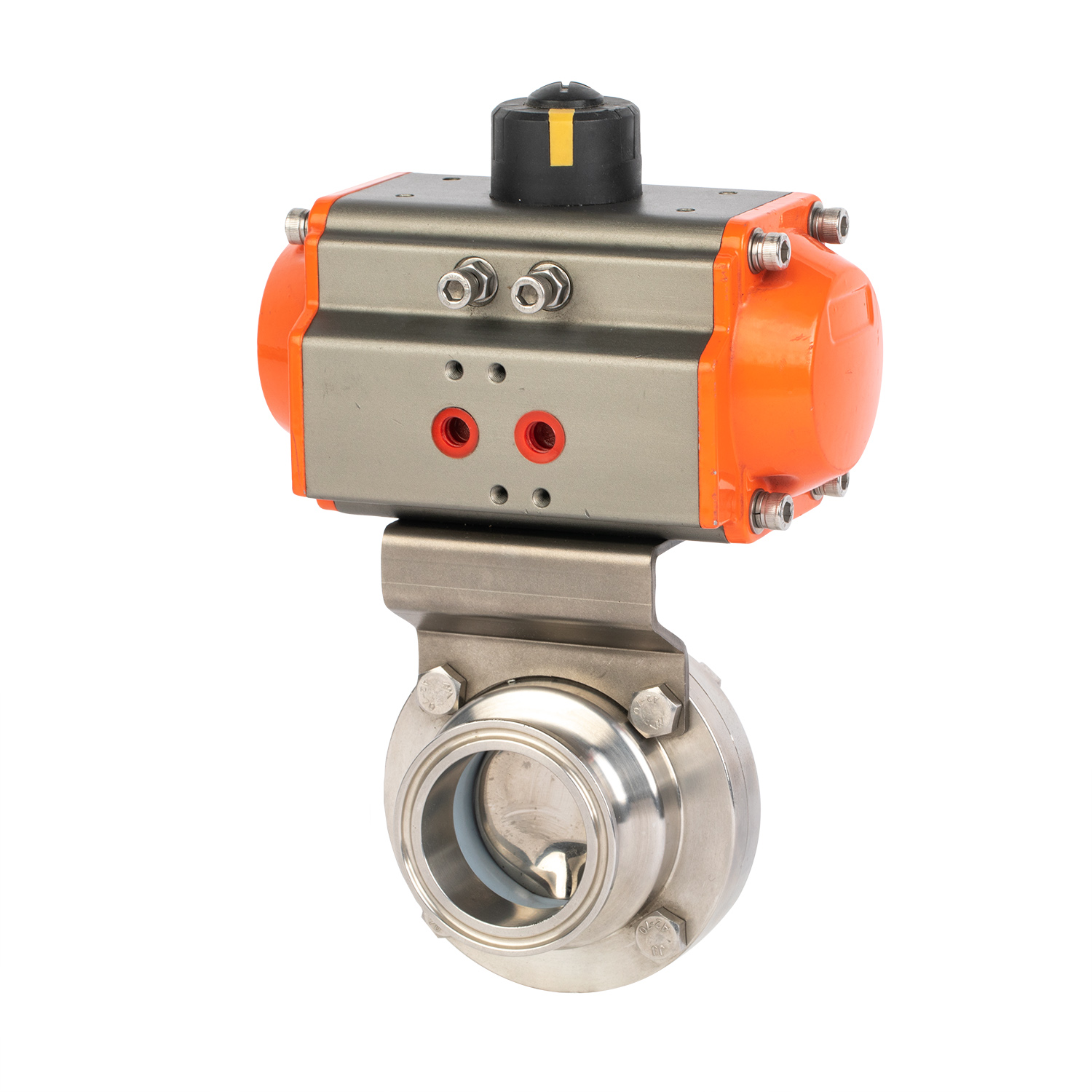 12 pulgadas de 304.8 mm higiénico acero inoxidable de acero inoxidable Grado SS304 Válvula de mariposa tri -clamp neumática con actuador neumático 
