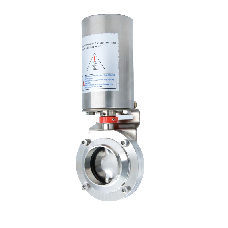 1 pulgada 25,4 mm Hygienic Hygienic Acero inoxidable Alimento SS304 Aire de la soldadura Aire de la válvula de mariposa neumática 