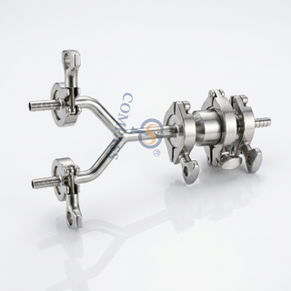 SS316L DN10 TC34MM Codo Modelo Y Tee con válvula de retención de virola y adaptador de manguera