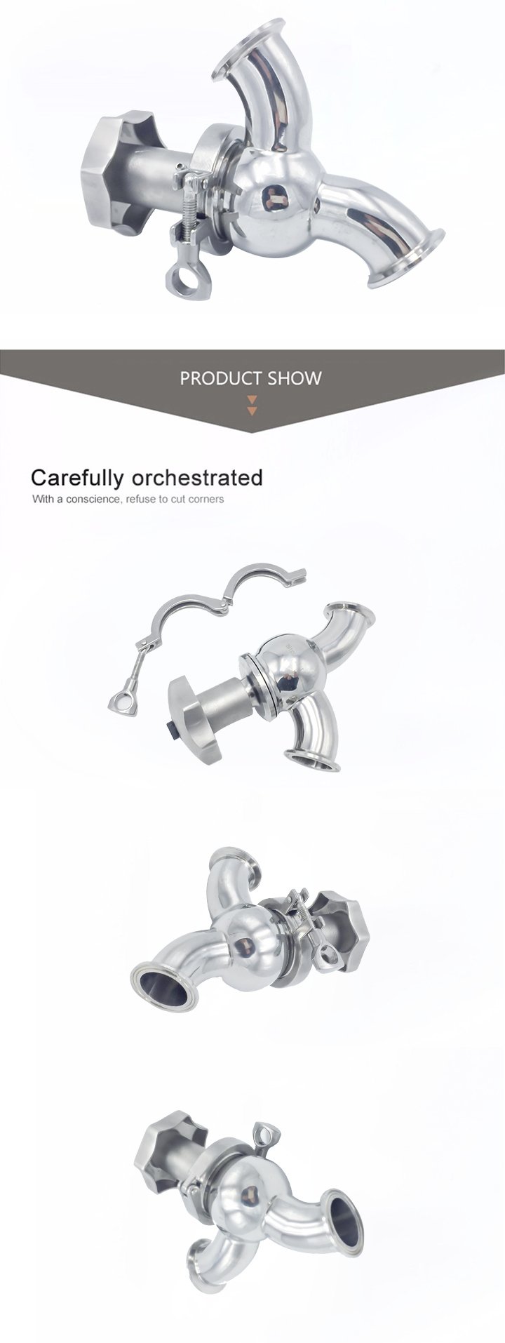 V&aacute;lvula reguladora de flujo manual de acero inoxidable con punta de abrazadera