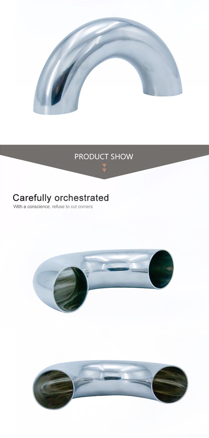 Espejo pulido acero inoxidable soldado SS316L 180 grados codo curva