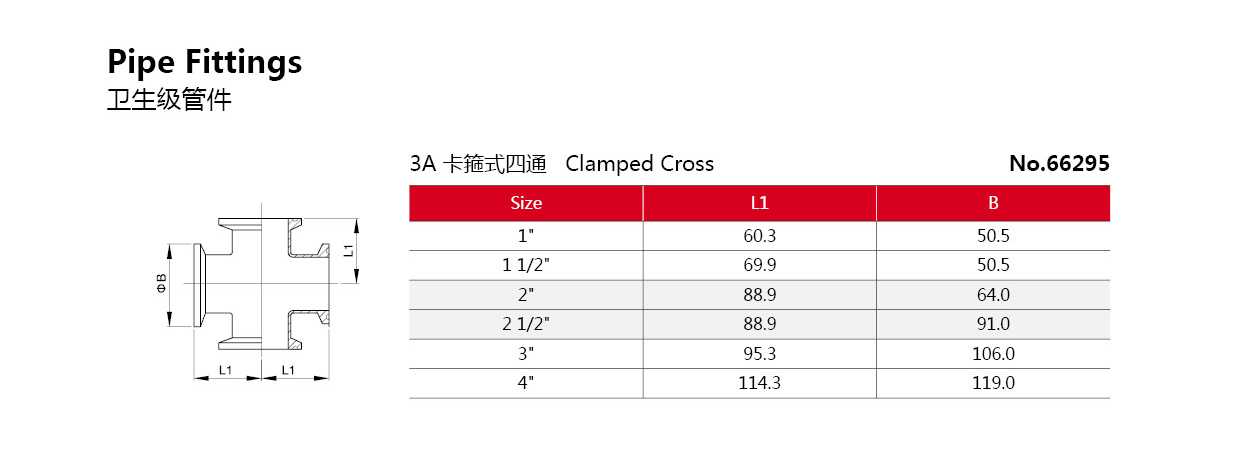 Cruce de la abrazadera de acero inoxidable