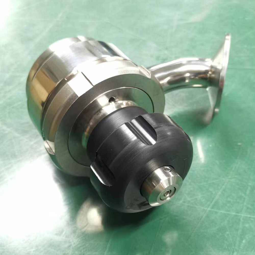 Válvulas inferiores de descarga manual asépticas de acero inoxidable SS316L de alta calidad con volante de plástico negro termo