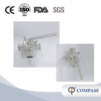 Válvula de enchufe de puerto T de tres vías con extremo de virola manual de forja SMS SS304 de acero inoxidable sanitario de 38,1 mm de alta calidad con OEM de silicona