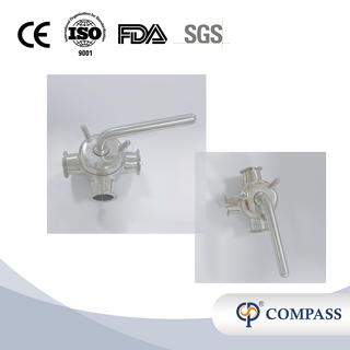Válvula de enchufe de puerto T de tres vías con extremo de virola manual de forja SMS SS304 de acero inoxidable sanitario de 38,1 mm de alta calidad con OEM de silicona