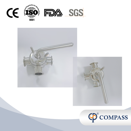 Válvula de enchufe de puerto T de tres vías con extremo de virola manual de forja SMS SS304 de acero inoxidable sanitario de 38,1 mm de alta calidad con OEM de silicona