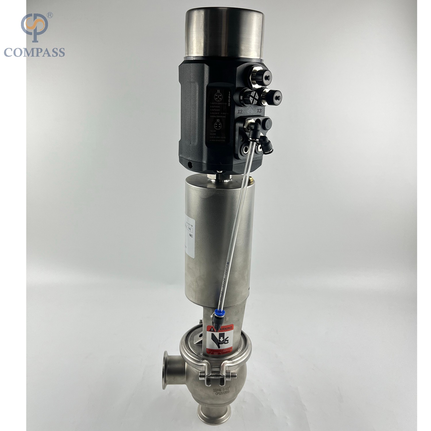 Válvulas reguladoras de flujo sanitarias sanitarias de acero inoxidable TC con cabezal de control