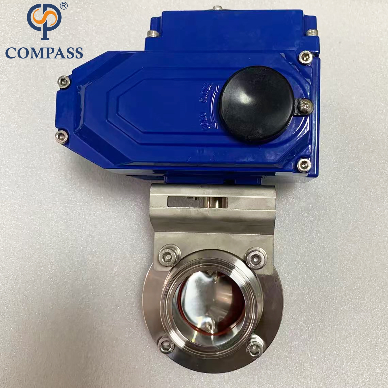 Válvulas de mariposa de sujeción triple SS304 con cabezal eléctrico de 3 pulgadas TC91MM