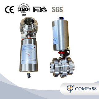 VÁLVULA DE MARIPOSA DE UNIÓN NEUMÁTICA DIN GRADO ALIMENTARIO SS316L