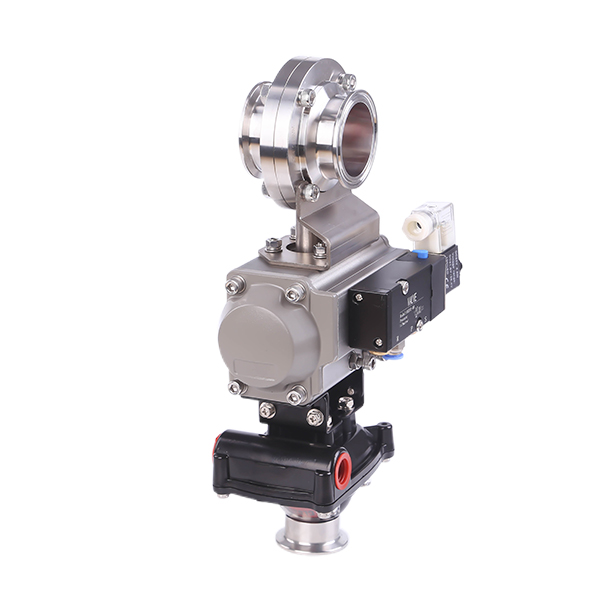 2 pulgadas de 51 mm higiénico acero inoxidable de acero inoxidable Grado SS304 Válvula de mariposa neumática SMS con actuador neumático +válvula solenoide +interruptor límite