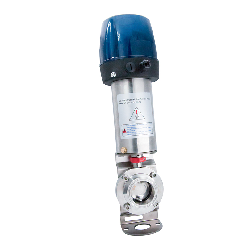 1/2 pulgada de 12,7 mm higiénico de acero inoxidable de acero inoxidable Grado SS304 SMS Válvula de mariposa neumática con abrazadera con cabeza de control