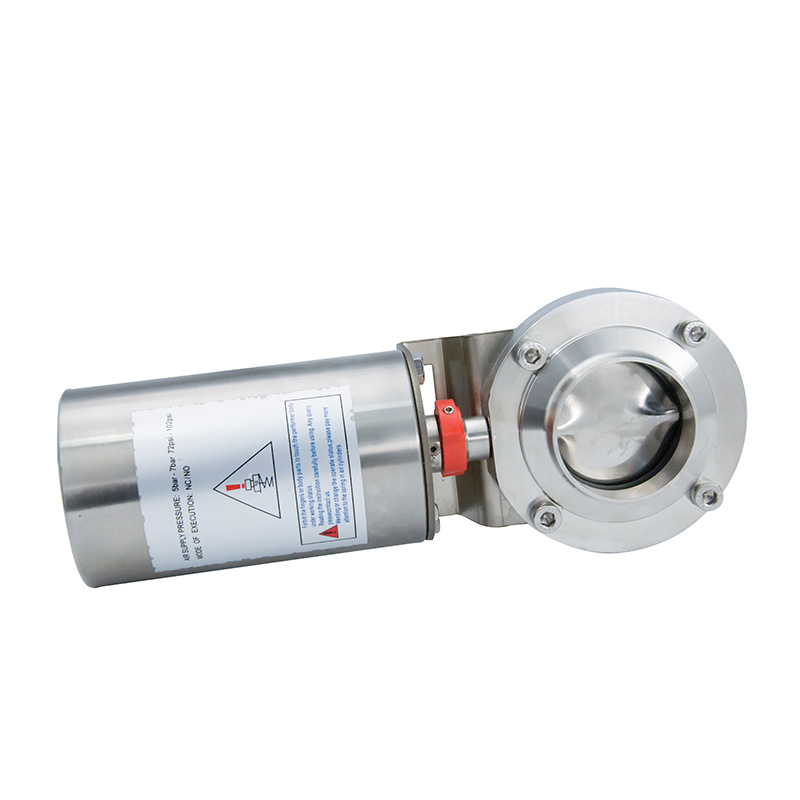 1 pulgada 25,4 mm Hygienic Hygienic Acero inoxidable Alimento SS304 Aire de la soldadura Aire de la válvula de mariposa neumática 