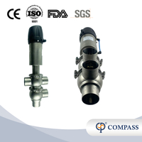 VÁLVULA DESVIADORA DE ABRAZADERA NEUMÁTICA MODELO SS304 DIN 21 CON CABEZAL DE CONTROL DE 24V