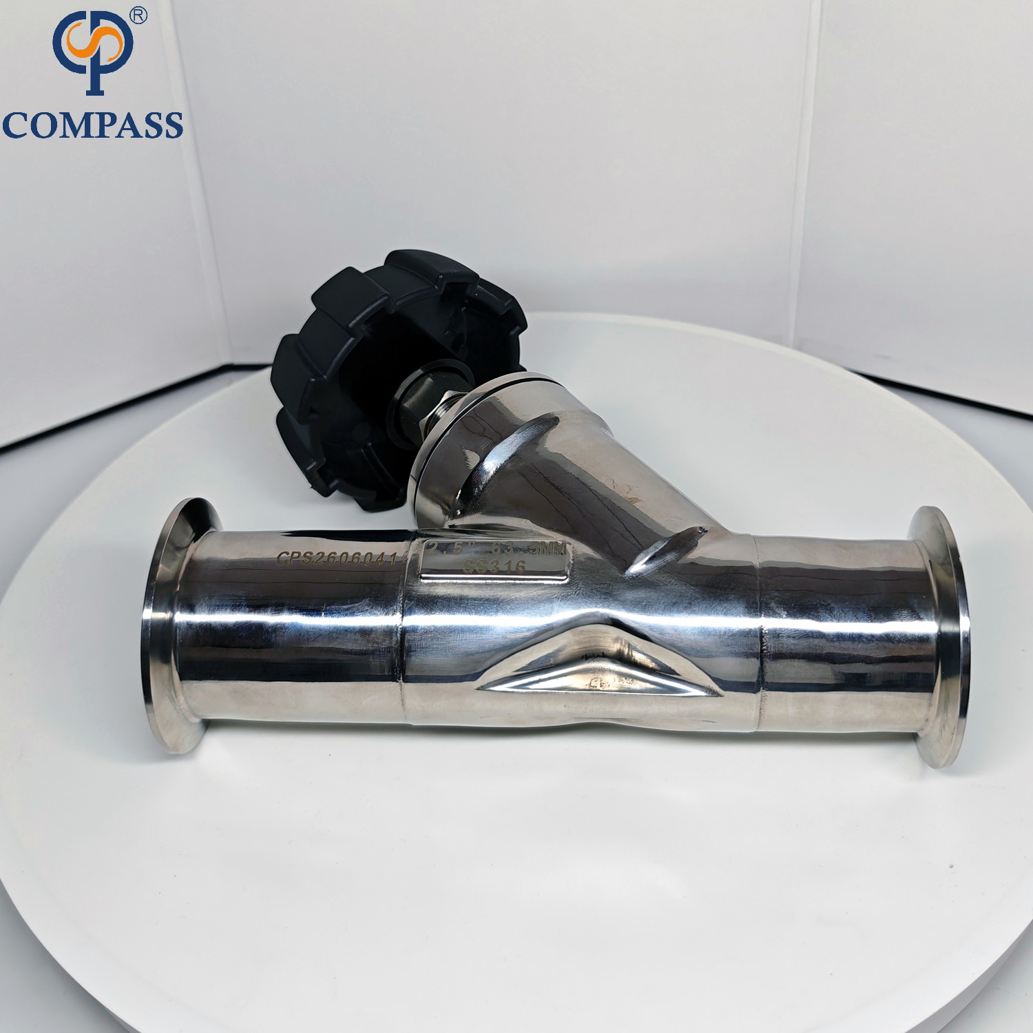 El tri espejo del extremo de sujeción pulió la válvula manual de Seat del ángulo de TC77.5MM SS316L los 63.5MM