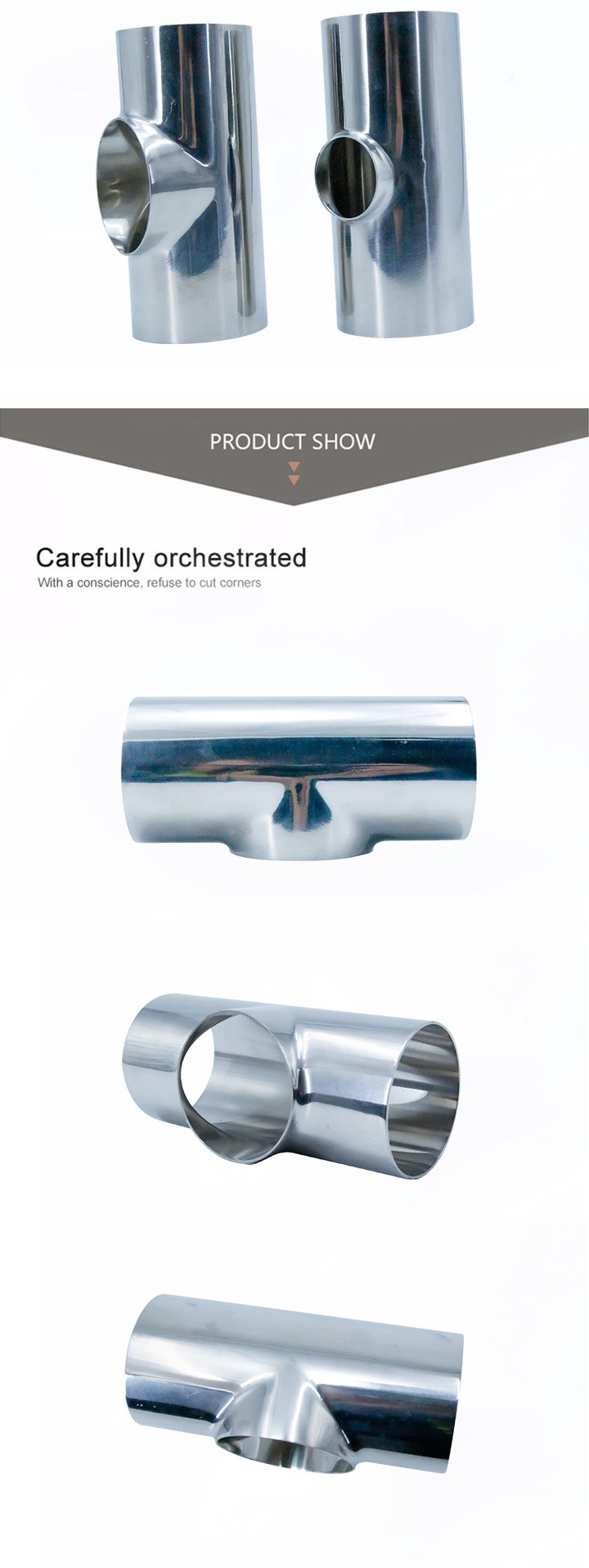 Tee corto de acero inoxidable SS304