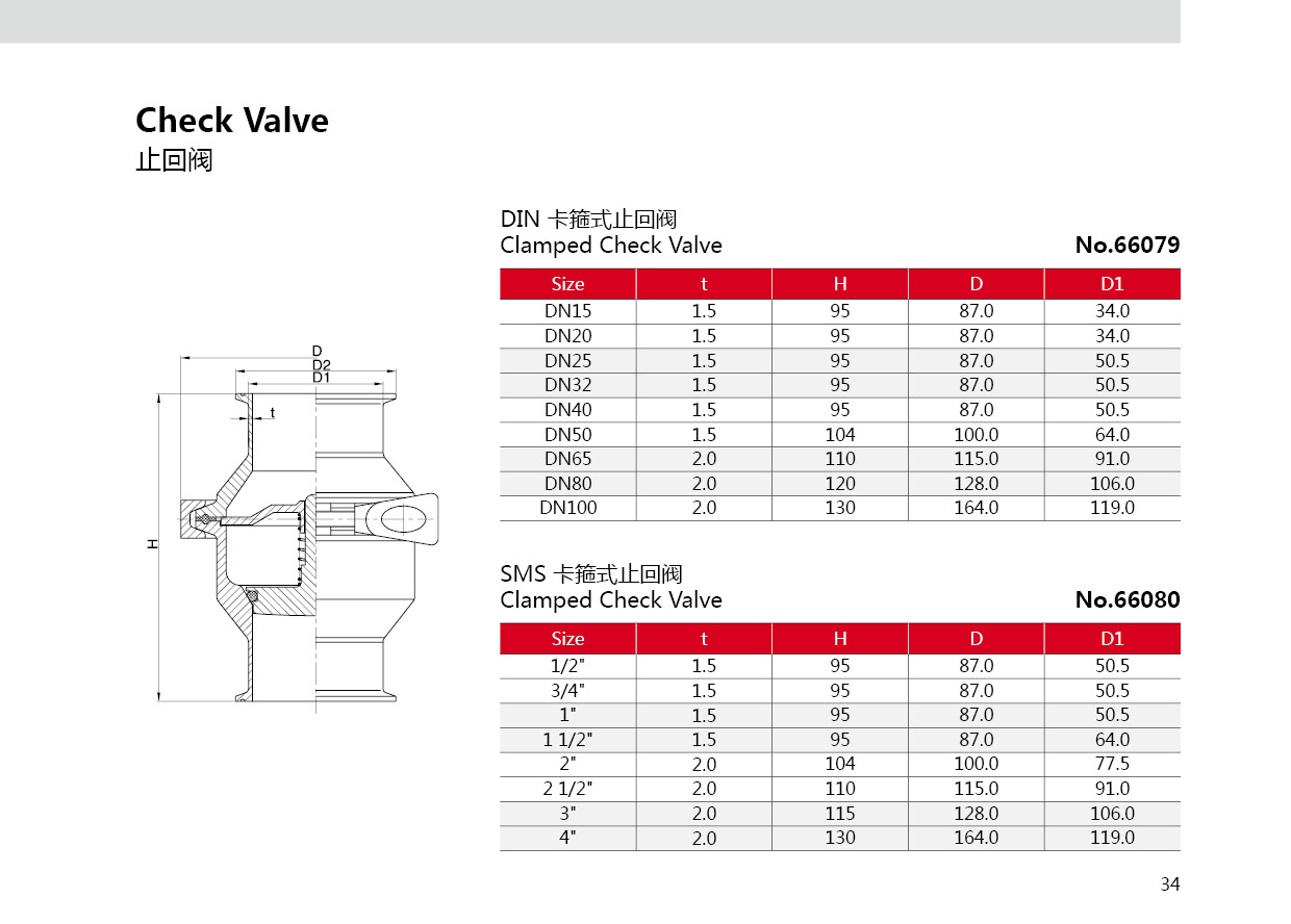 V&aacute;lvula de retenci&oacute;n de acero inoxidable higi&eacute;nico
