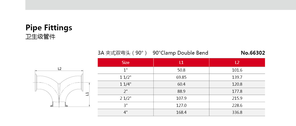 Tee de acero inoxidable sanitario