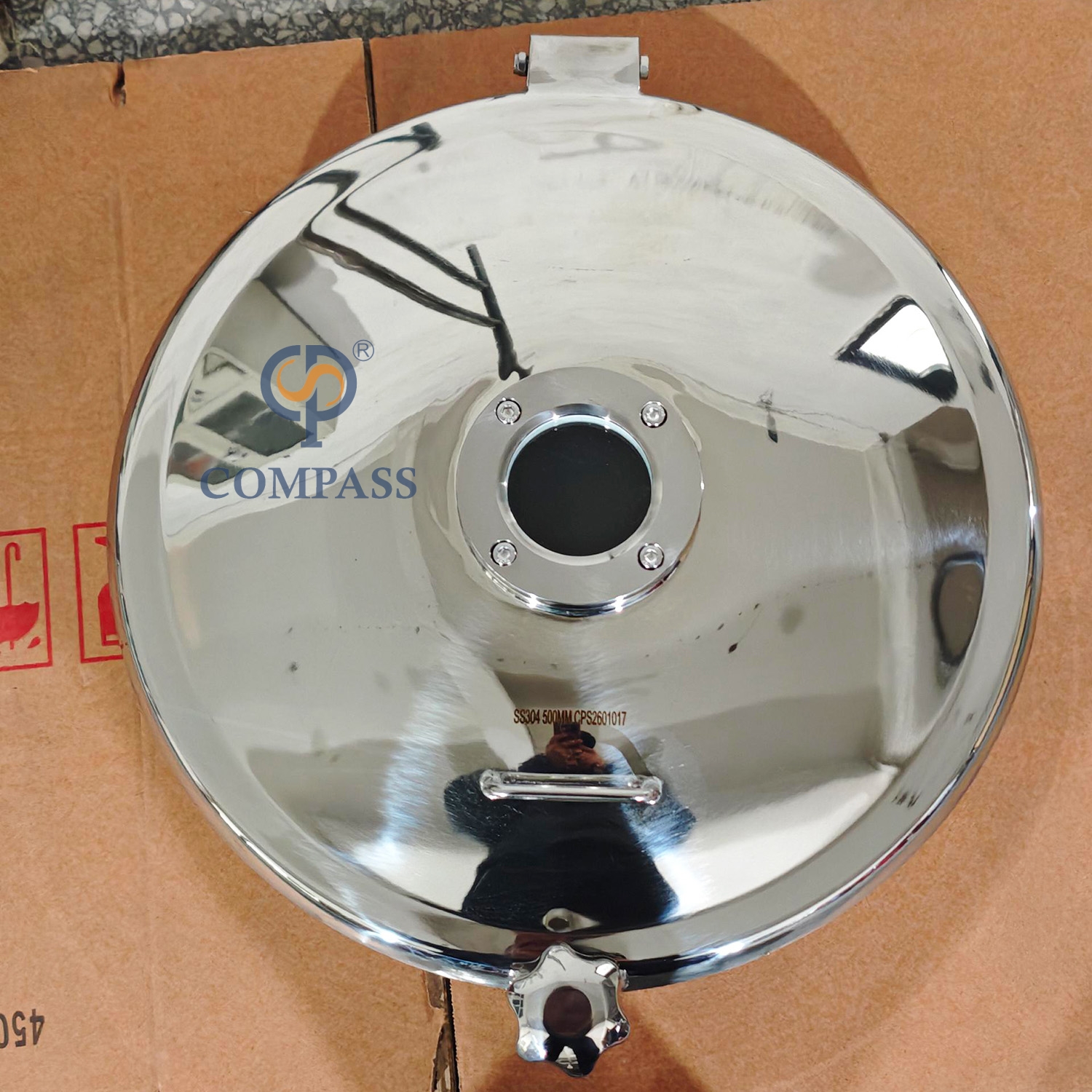 Manguera redonda hacia afuera sin presión SS304 de 500 mm con mirilla y manija