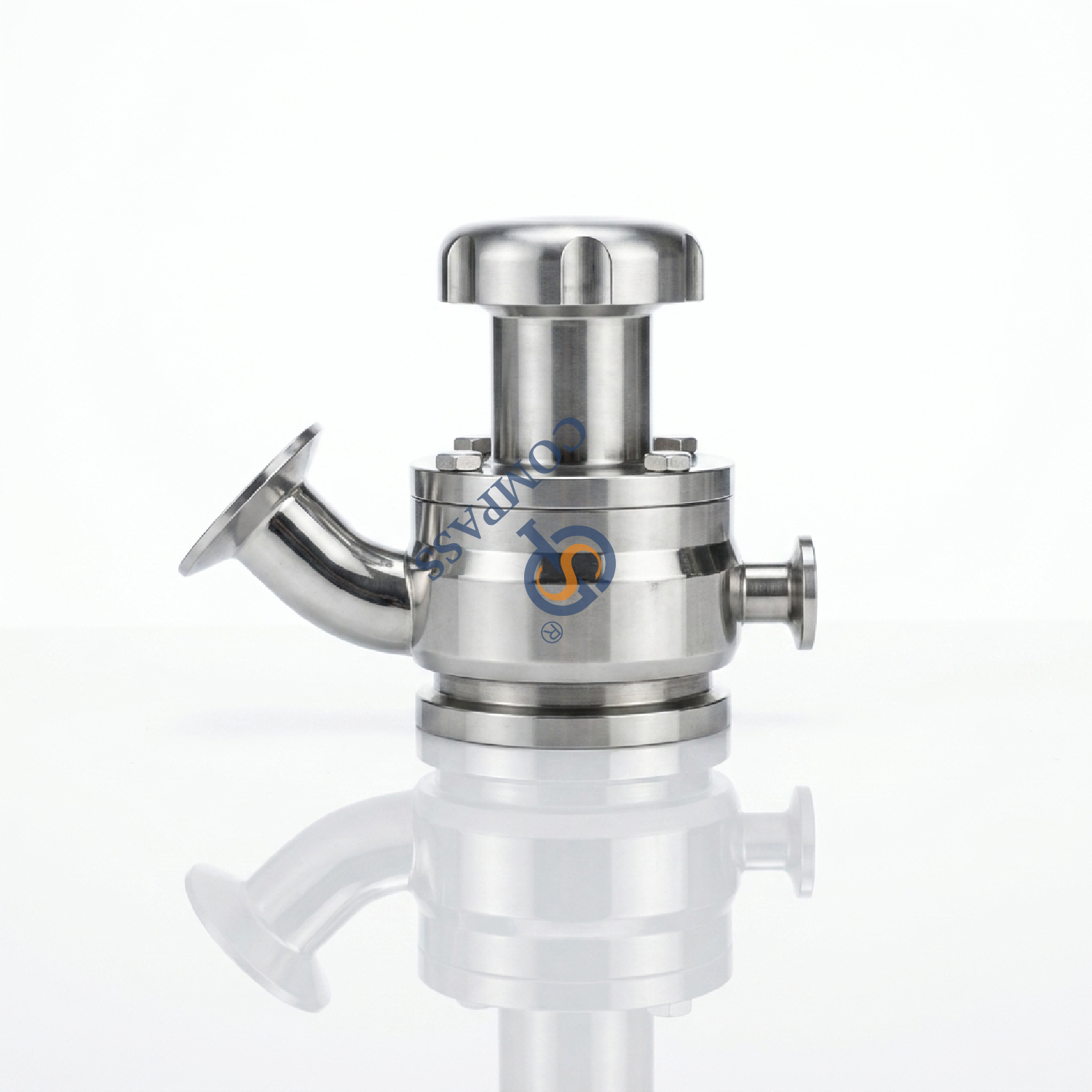 Nueva llegada 25,4 MM higiénico grado alimenticio AISI316L SMS saneamiento 1 ''válvula inferior del tanque de descarga aséptica Manual de triple abrazadera con puerto de vapor