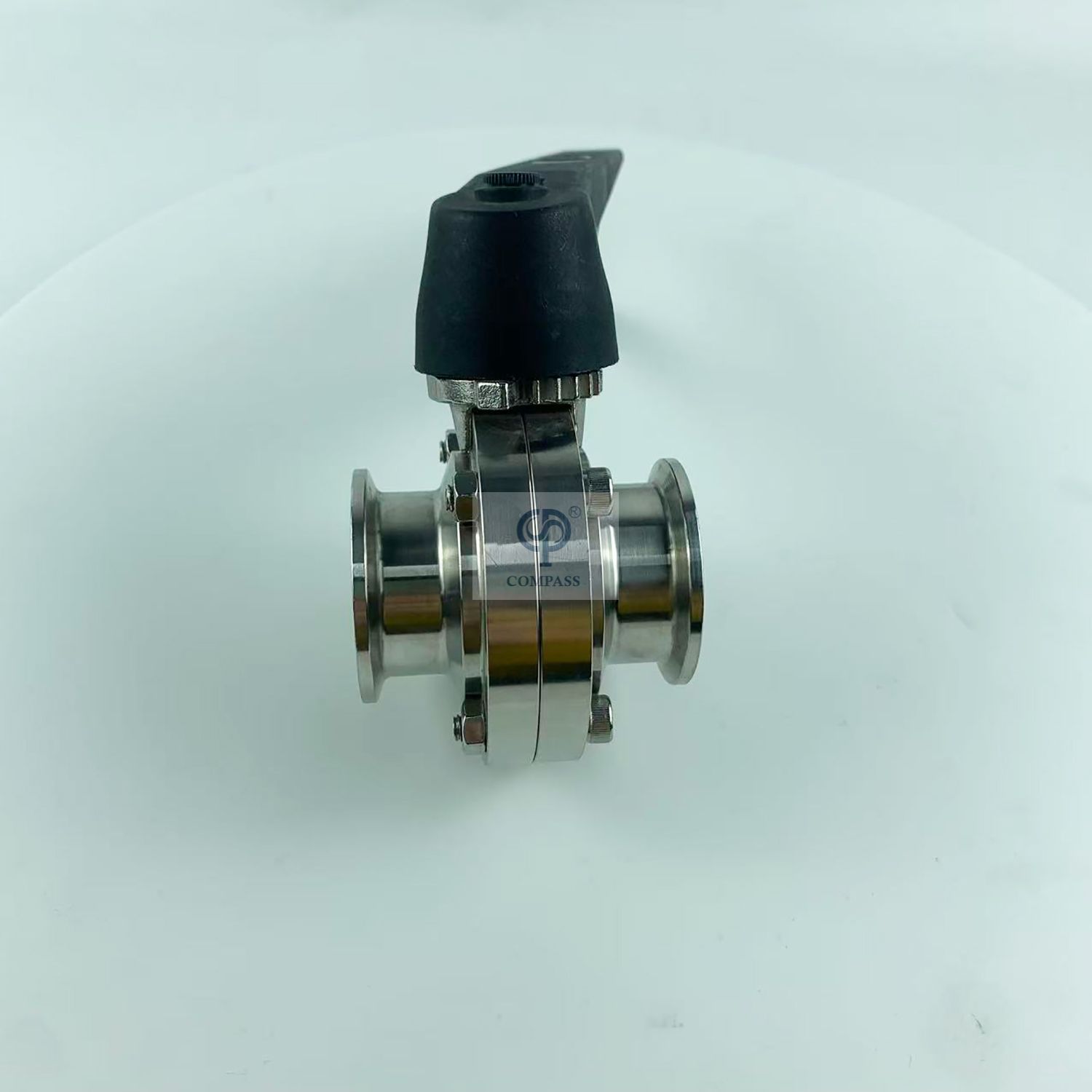 Válvula de mariposa de abrazadera manual SMS TC64MM con mango de pico de pato de plástico